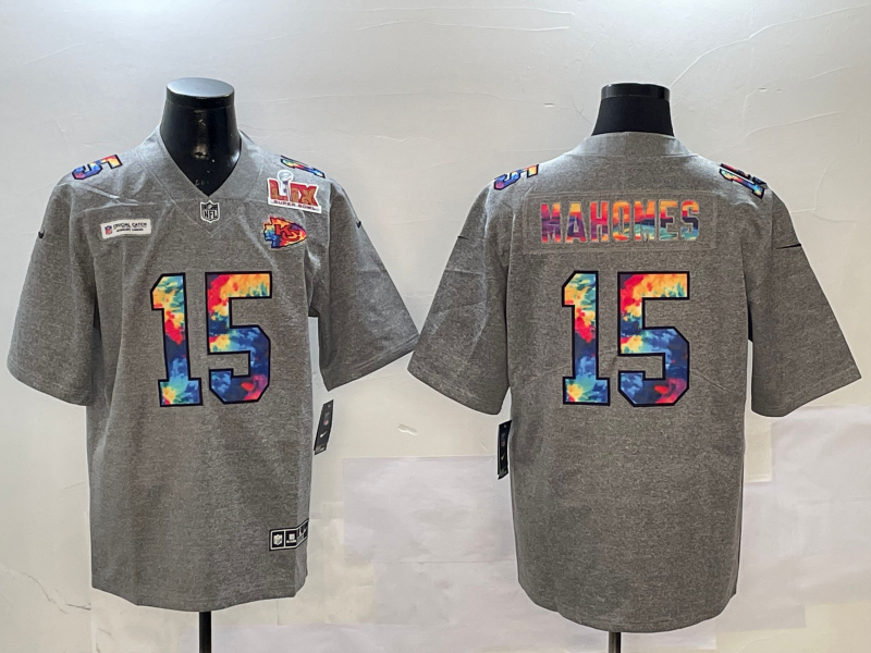 Men Kansas City Chiefs #15 Mahomes grey Rainbow 2025 Nike Limited NFL Jersey style 3->kansas city chiefs->NFL Jersey